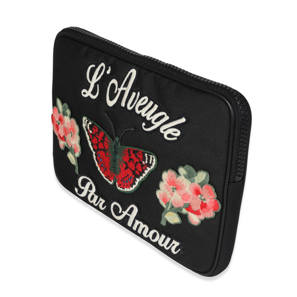 Gucci Black Embroidered Techno Canvas Pouch - Picture 4 of 7
